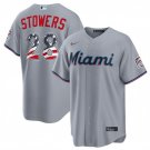 Men's Miami Marlins #28 Kyle Stowers Gray 2026 USA 250 Fourth of July Stitched Jersey