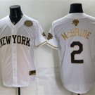 Knicks #2 Miles McBride White Gold 2026 Finals & Eastern Conference Champions Patch Baseball Jersey