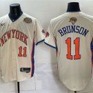 Knicks #11 Jalen Brunson Cream 2026 Finals & Eastern Conference Champions Patch Baseball Jersey