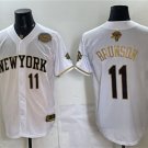 Knicks #11 Jalen Brunson White Gold 2026 Finals & Eastern Conference Champions Patch Baseball Jersey