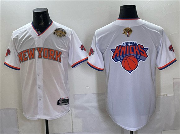 Knicks Team Big Logo White 2026 Finals & Eastern Conference Champions Patch Baseball Jersey
