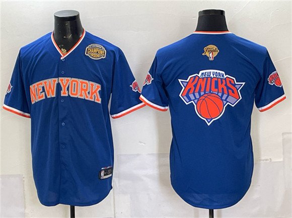 Knicks Team Big Logo Blue 2026 Finals & Eastern Conference Champions Patch Baseball Jersey
