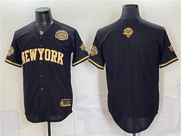 Knicks Blank Black Gold 2026 Finals & Eastern Conference Champions Patch Baseball Jersey