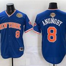Knicks #8 OG Anunoby Blue 2026 Finals & Eastern Conference Champions Patch Baseball Jersey