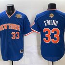 Knicks #33 Patrick Ewing Blue 2026 Finals & Eastern Conference Champions Patch Baseball Jersey
