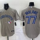 Men's Toronto Blue Jays #77 Louis Varland Gray 50 Seasons Patch Stitched Jersey