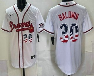 Atlanta Braves #30 Drake Baldwin White USA 250 Fourth of July Baseball Jersey