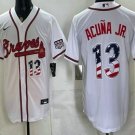 Atlanta Braves #13 Ronald Acuna Jr White USA 250 Fourth of July Baseball Jersey