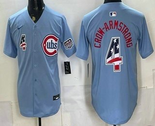 Chicago Cubs #4 Pete Crow Armstrong Blue USA 250 Fourth of July Baseball Jersey
