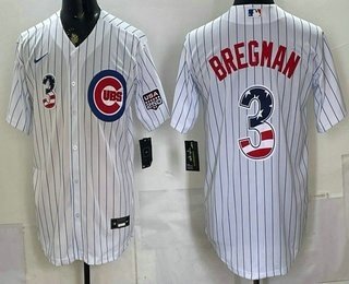 Chicago Cubs Alex #3 Bregman White USA 250 Fourth of July Baseball Jersey