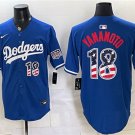 Dodgers #18 Yoshinobu Yamamoto Blue USA 250 Fourth of July Baseball Jersey