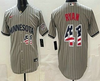 Minnesota Twins #41 Joe Ryan Grey USA 250 Fourth of July Baseball Jersey