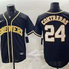 Men's Milwaukee Brewers #24 William Contreras 2026 Fashion Replica Black Out Jersey