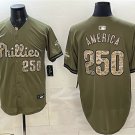 Men's Philadelphia Phillies #250 America Olive 2026 Armed Forces Day Stitched Jersey