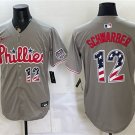 Philadelphia Phillies #12 Kyle Schwarber Gray USA 250 Fourth of July Baseball Jersey