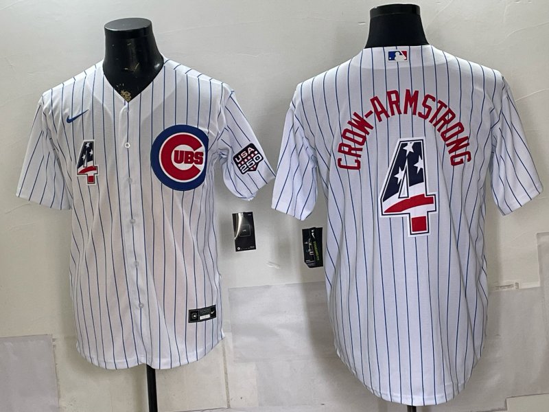 Chicago Cubs #4 Pete Crow-Armstrong White USA 250 Fourth of July Baseball Jersey