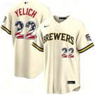 Milwaukee Brewers #22 Christian Yelich Cream 2026 All-Star Edition USA 250 Patch Jersey