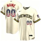 Milwaukee Brewers #00 Custom Cream 2026 All-Star Edition USA 250 Patch Jersey