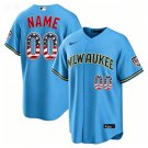 Milwaukee Brewers #00 Custom Blue 2026 All-Star Edition USA 250 Patch Jersey