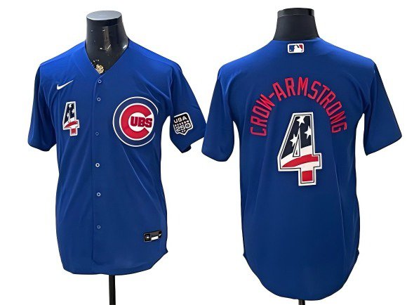 Chicago Cubs #4 Pete Crow Armstrong Royal USA 250 Fourth of July Baseball Jersey