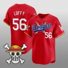 Men's Los Angeles Dodgers x One Piece #56 Luffy Red Vapor Premier Limited Jersey
