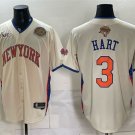Knicks #3 Josh Hart Cream 2026 Finals & Eastern Conference Champions Patch Baseball Jersey