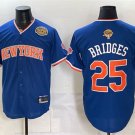 Knicks #25 Mikal Bridges Blue 2026 Finals & Eastern Conference Champions Patch Baseball Jersey