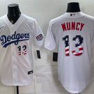 Men's Los Angeles Dodgers #13 Max Muncy White USA 250 Fourth of July Home Jersey