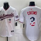 Men's Washington Nationals #3 Dylan Crews White USA 250 Fourth of July Home Jersey