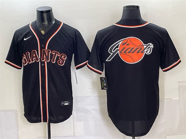 Mens San Francisco Giants Team Big Logo 2026 Fashion Replica Black Out Stitched Jersey