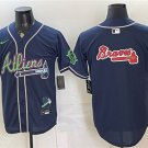 Men's Atlanta Braves Team Big Logo Navy Galaxy With Outkast Patch Vapor Limited Jersey