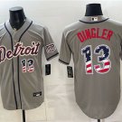 Men's Detroit Tigers #13 Dillon Dingler Gray 2026 USA 250 Fourth of July Jersey