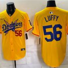 Men's Los Angeles Dodgers x One Piece #56 Luffy Yellow Vapor Premier Jersey