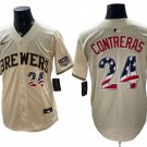 Milwaukee Brewers #24 William Contreras Cream 2026 All-Star Edition USA 250 Patch Jersey