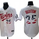 Men's Minnesota Twins #25 Byron Buxton White 2026 USA 250 Fourth of July Jersey