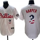 Men's Philadelphia Phillies #3 Bryce Harper White USA 250 Fourth of July Home Jersey