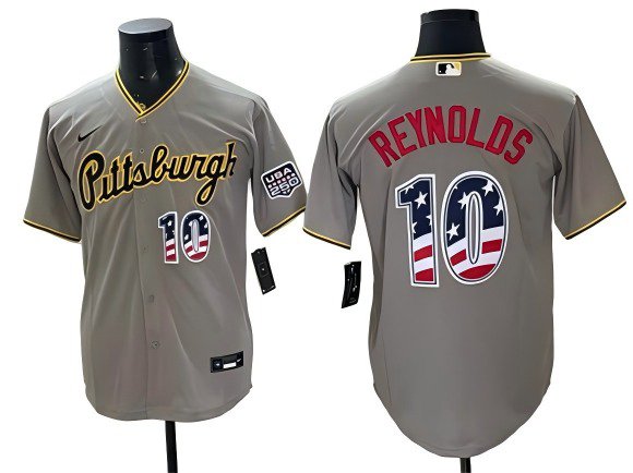 Men's Pittsburgh Pirates #10 Bryan Reynolds Grey USA 250 Fourth of July Stitched Jersey