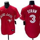 Men's Toronto Blue Jays #3 Myles Straw Red 50 Seasons Patch Stitched Baseball Jersey