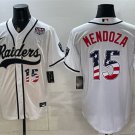 Men's Las Vegas Raiders #15 Fernando Mendoza White USA 250 Fourth of July Stitched Baseball Jersey