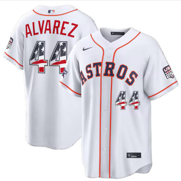 Men's HOU #44 Yordan Alvarez White 2026 USA 250 Fourth of July Jersey