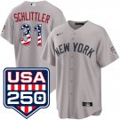 Mens New York Yankees #31 Cam Schlittler Gray 2026 USA 250 Fourth of July Jersey