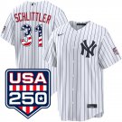Mens New York Yankees #31 Cam Schlittler White 2026 USA 250 Fourth of July Jersey