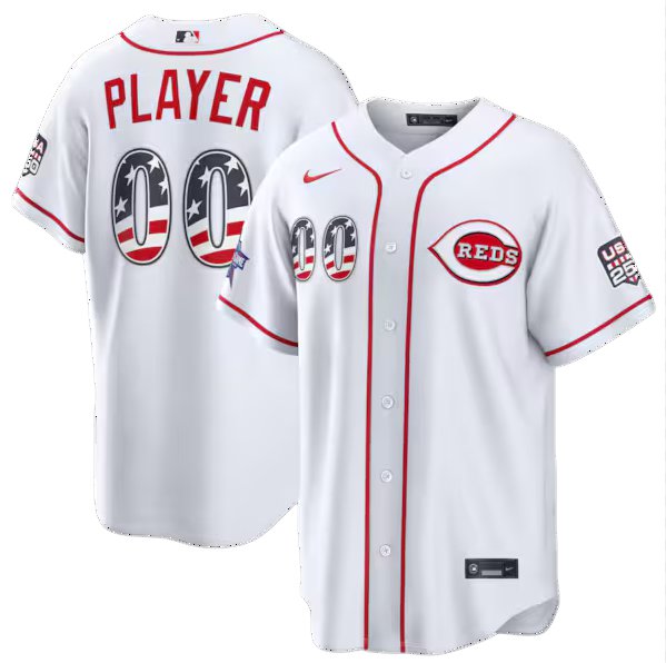 Cincinnati Reds #00 Custom White 2026 All-Star Edition USA 250 Patch Jersey