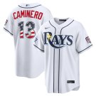 Tampa Bay Rays #13 Junior Caminero White 2026 All-Star Edition USA 250 Patch Jersey