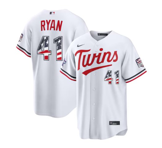 Minnesota Twins #41 Joe Ryan White 2026 All-Star Edition USA 250 Patch Jersey