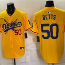 Men's Los Angeles Dodgers x One Piece #50 Mookie Betts Yellow Vapor Premier Jersey