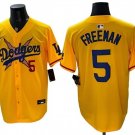Dodgers #5 Freddie Freeman One Piece 2025 Stitched Yellow Baseball Jersey