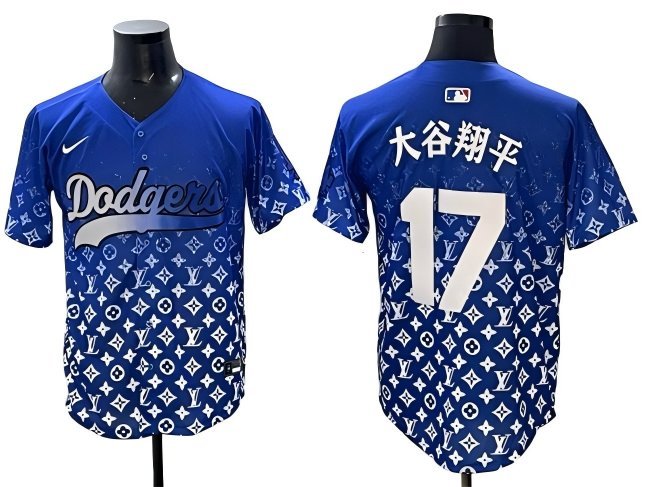 Men's Dodgers #17 &aring;&curren;&sect;&egrave;&deg;&middot;&ccedil;&iquest;�&aring;&sup1;&sup3; Blue Limited Stitched Baseball Jersey