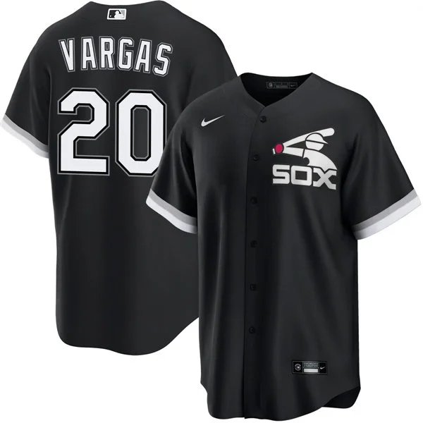 Mens Chicago White Sox #20 Miguel Vargas Nike Black Retro Limited Jersey
