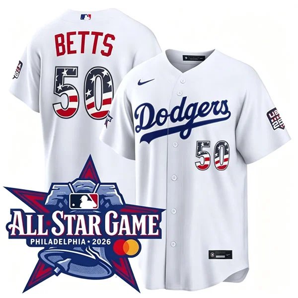 Los Angeles Dodgers #50 Mookie Betts White 2026 All-Star Edition Stars & Stripes Stadium Jersey